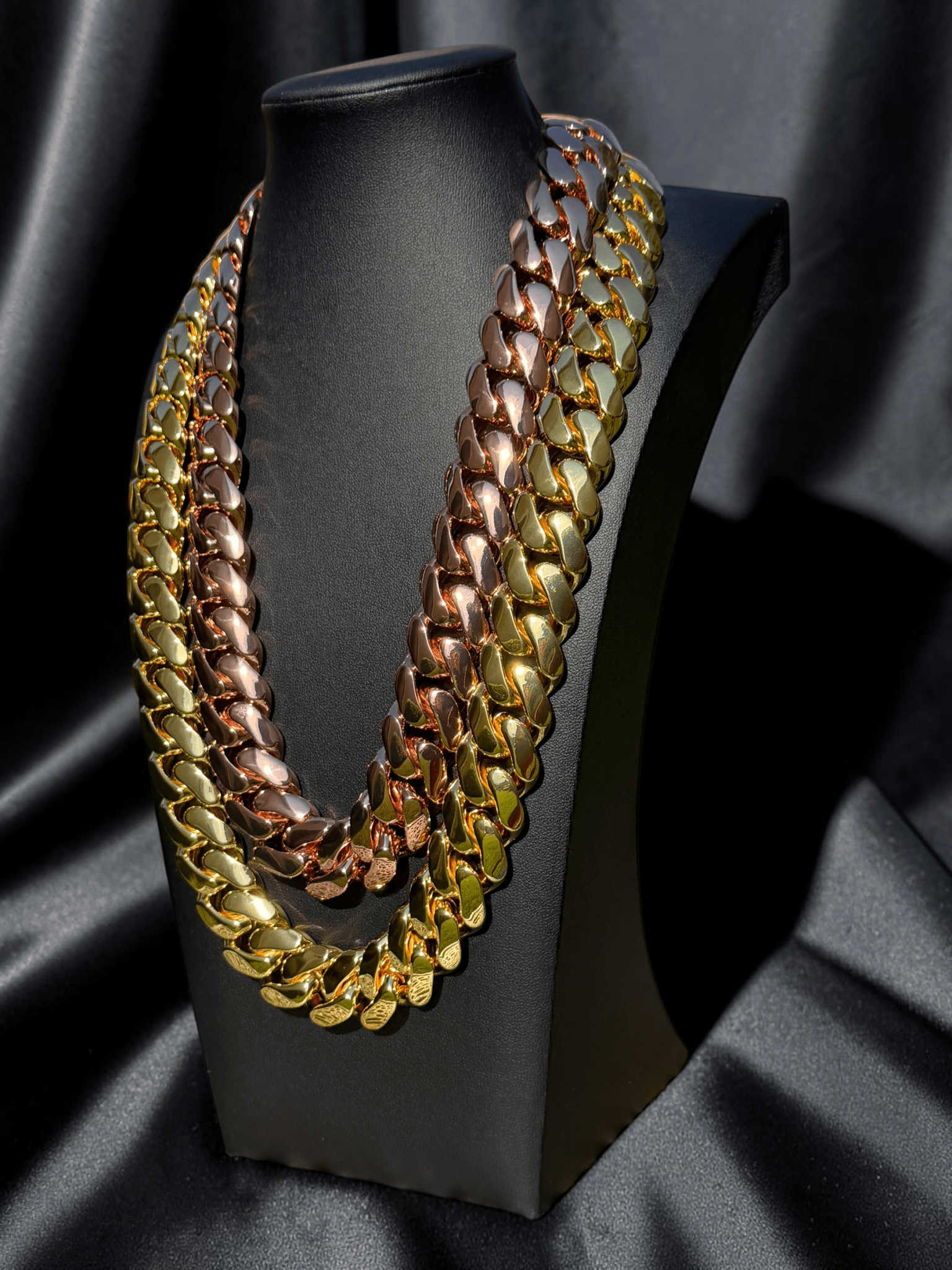 2 - 20mm Miami Cuban Link Rose Gold & Gold Plated Chains Set - Virtue Jewel16inch16inch