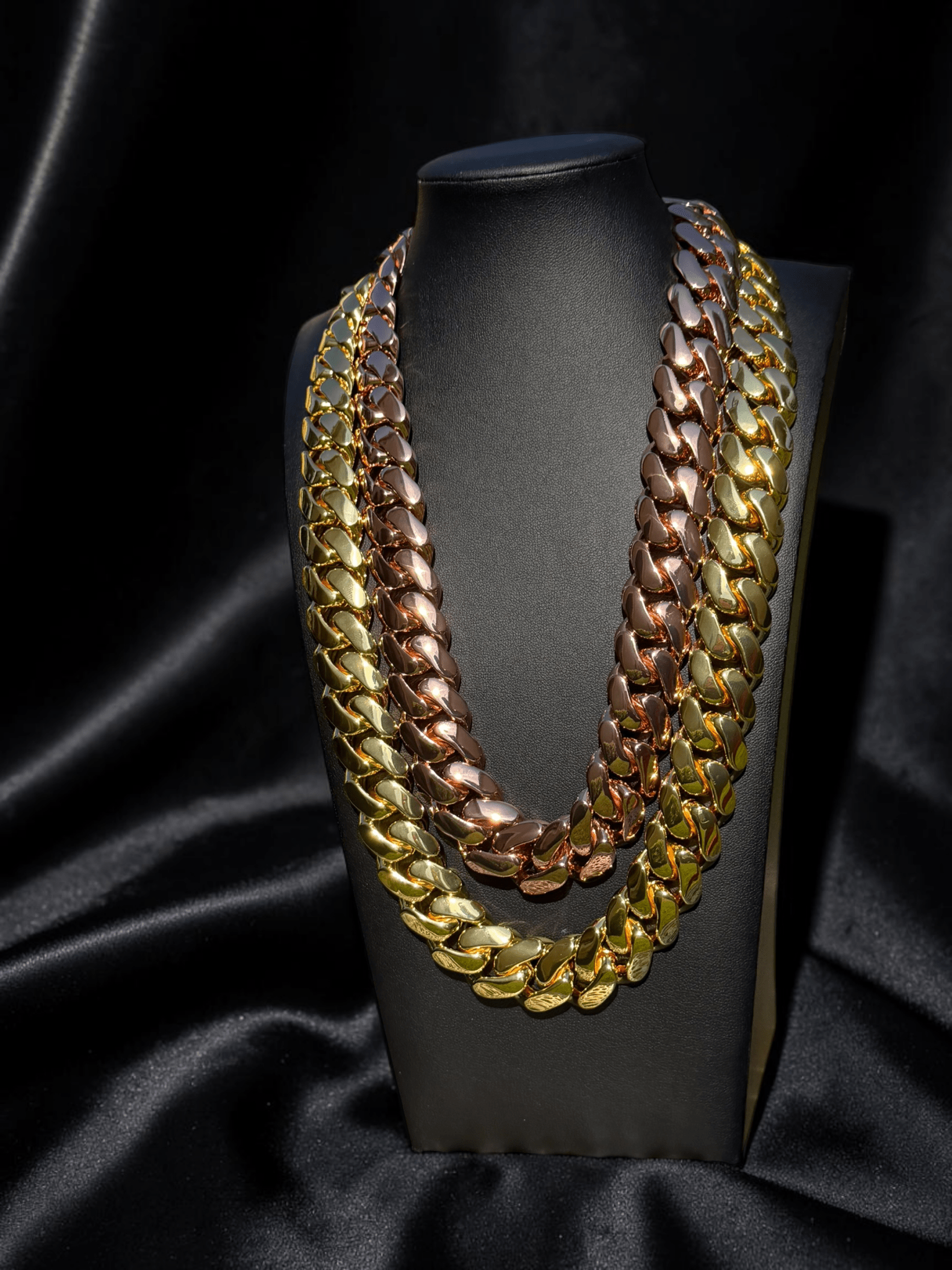 2 - 20mm Miami Cuban Link Rose Gold & Gold Plated Chains Set - Virtue Jewel16inch16inch