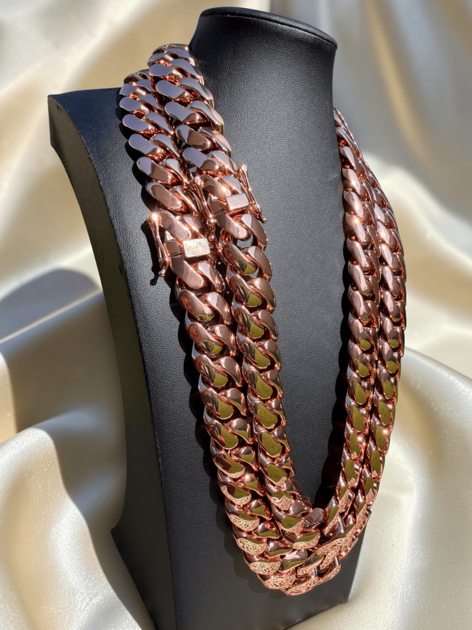 2 - 20mm Miami Cuban Link Rose Gold Plated Chains Set - Virtue Jewel16inch16inch
