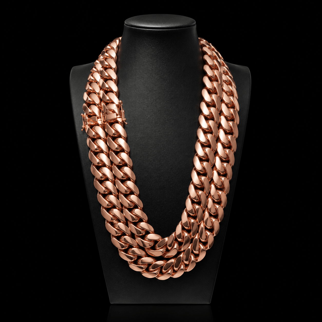 2 - 20mm Miami Cuban Link Rose Gold Plated Chains Set - Virtue Jewel16inch16inch