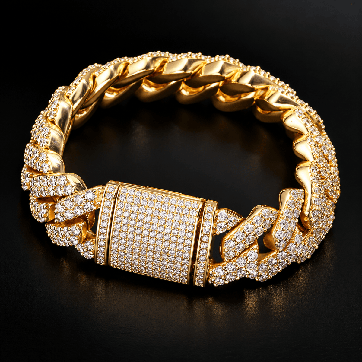 20mm Iced Out Miami Cuban Link Bracelet – Full CZ Pavé, Gold & White Gold - Virtue JewelSilver