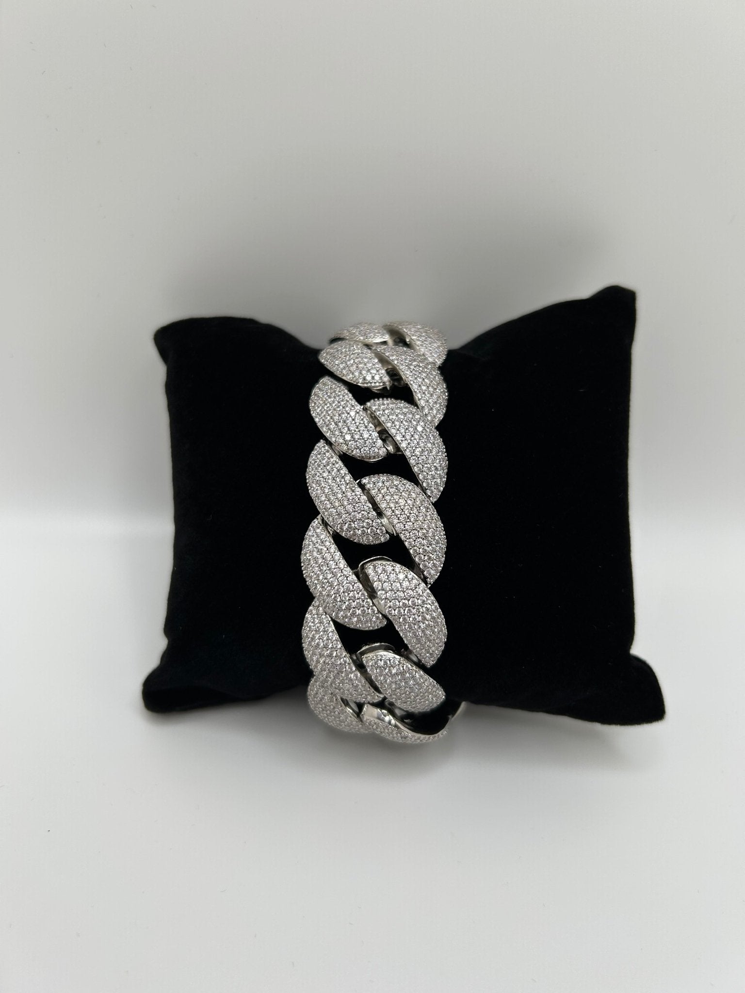 24mm Silver Rounded Cuban Iced Out Stimulated Diamonds Bracelet - Virtue Jewel7inchSilverBracelets