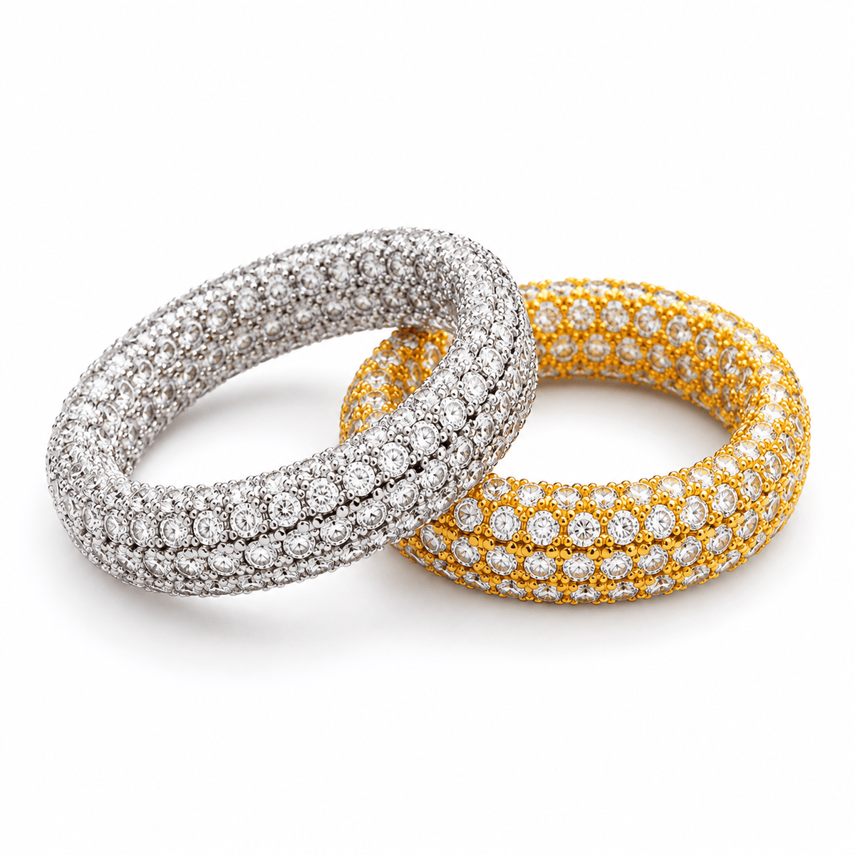 6mm Fully Iced Out Eternity Ring – 5A CZ, Gold & Silver - Virtue JewelSilver