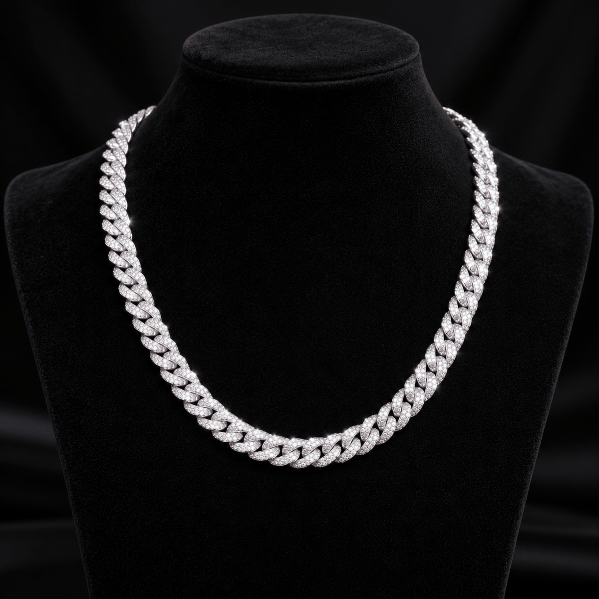 8mm VVS Moissanite Cuban Link Chain – Passes Diamond Tester, Gold & White Gold - Virtue JewelSilver