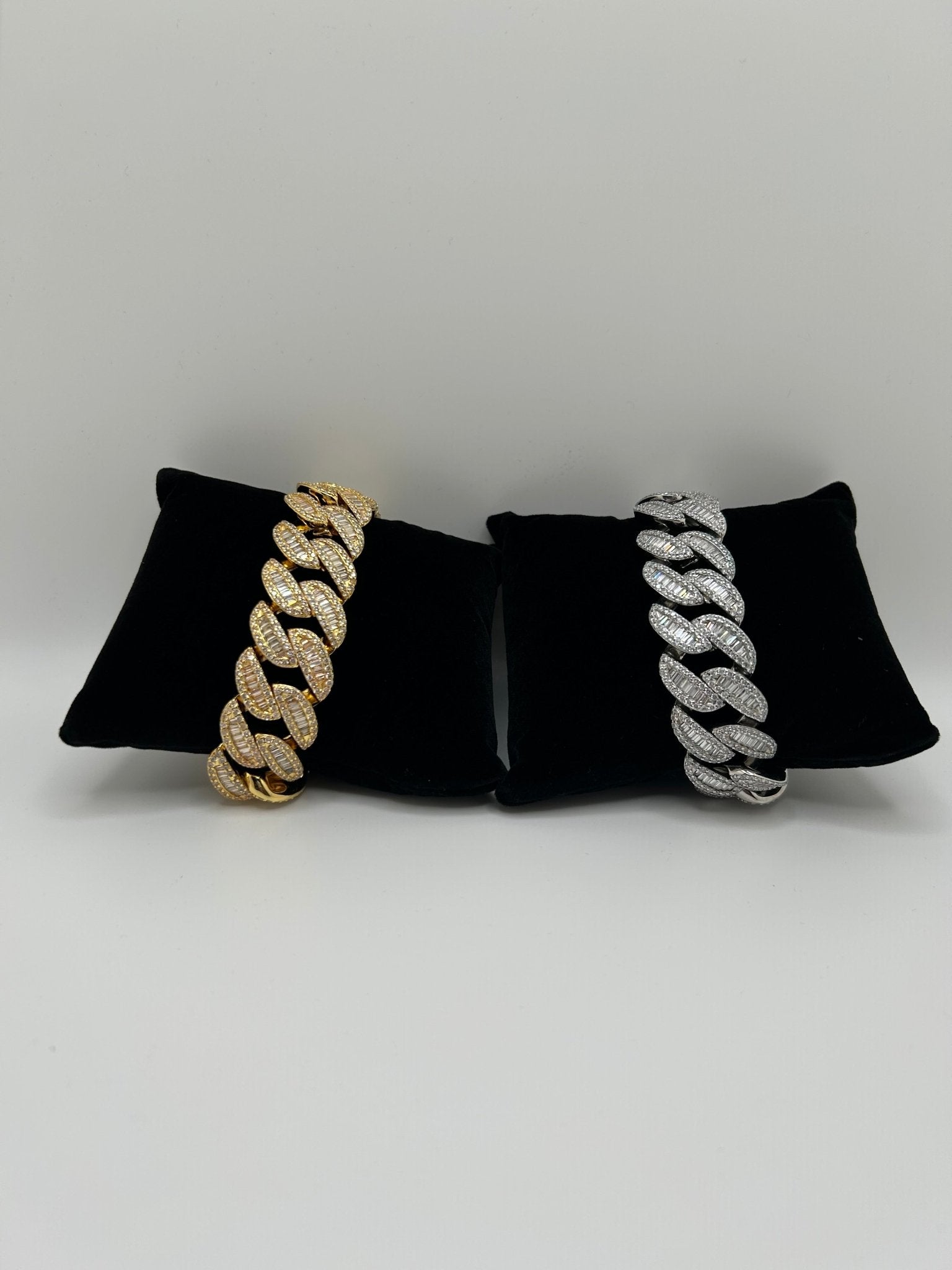 Baguette Cuban Iced Out Stimulated Diamonds Bracelet - Virtue JewelGold7inch