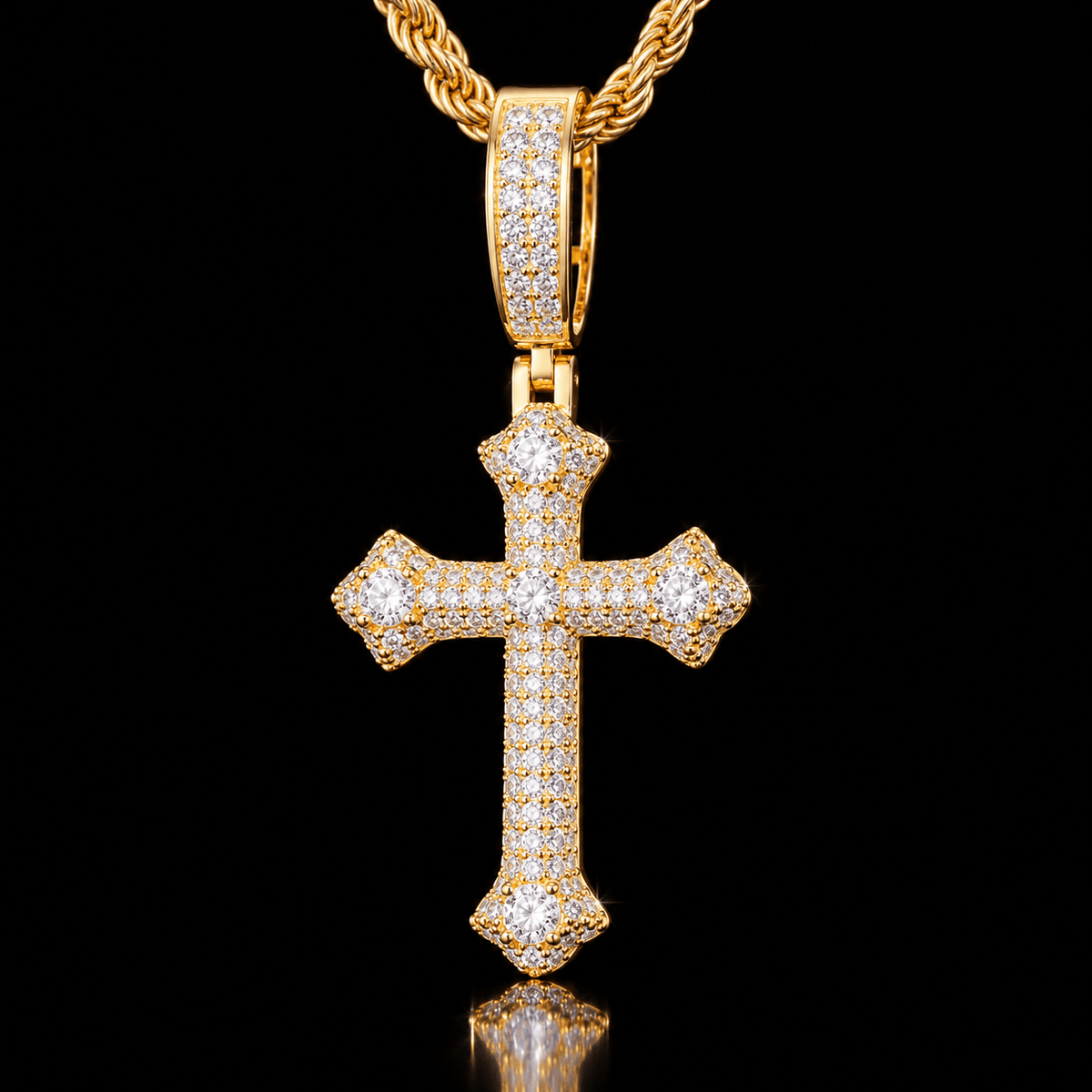 Cross Pendant Necklace – 925 Sterling Silver VVS Moissanite, Gold & White Gold - Virtue JewelGold