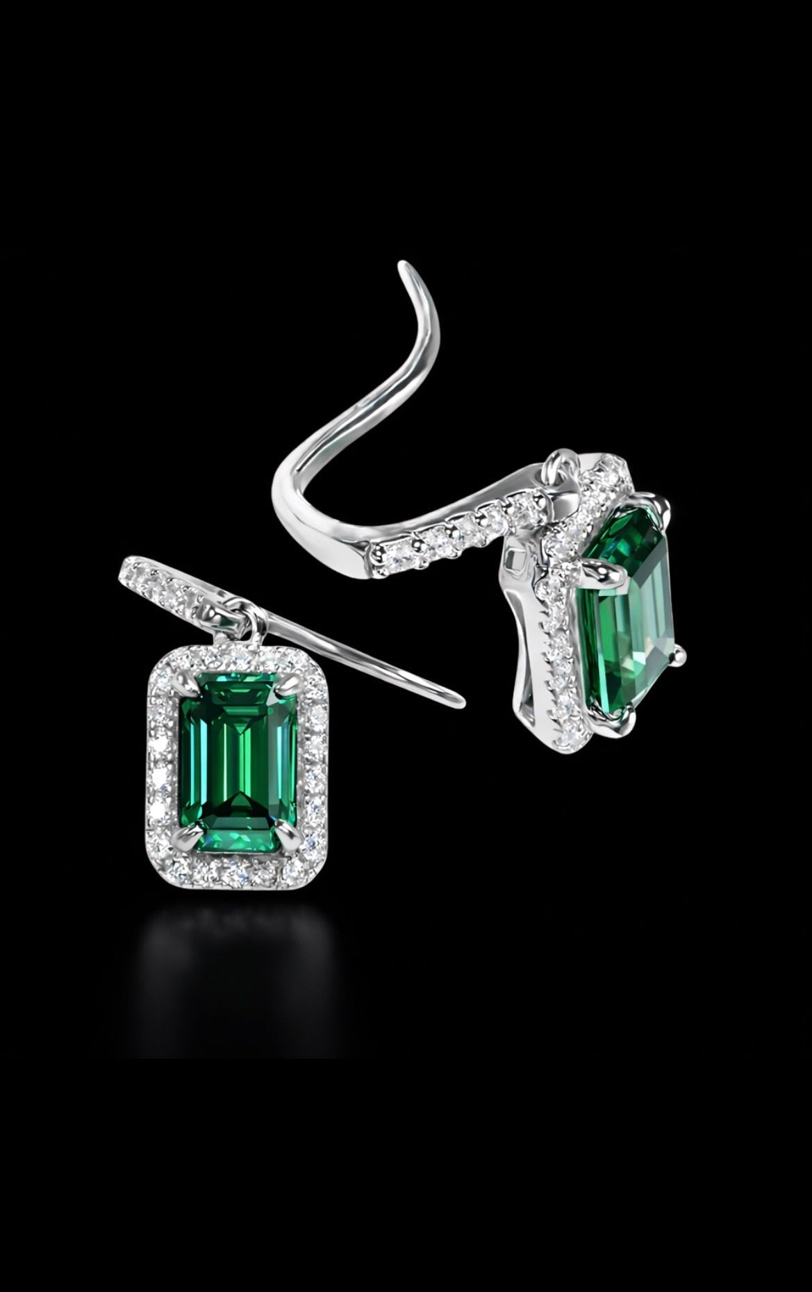 Emerald Square Green Moissanite Diamonds 925 Silver Earring - Virtue Jewel5*7mm