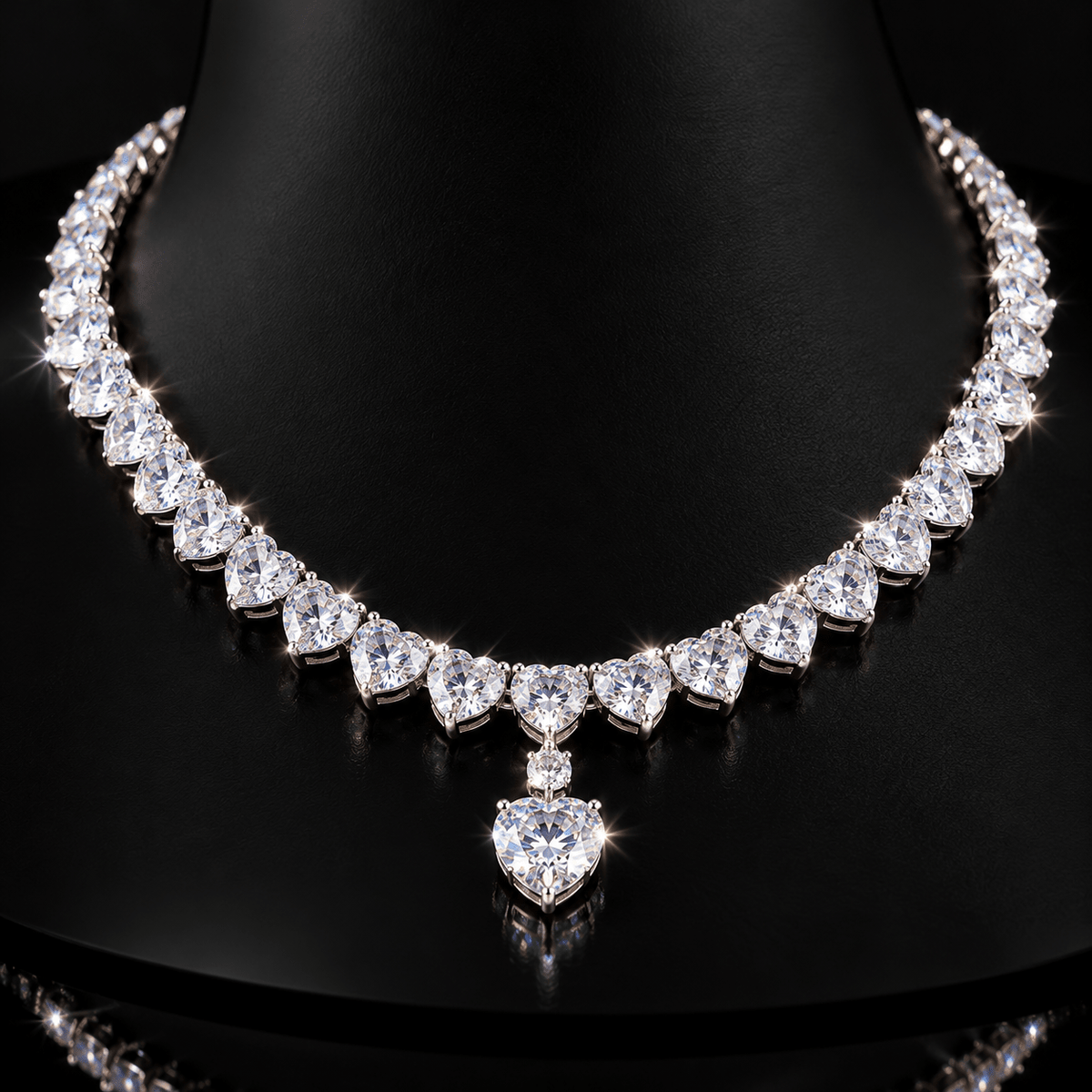 Eternal Love Heart-Cut Tennis Necklace – Gold & Silver - Virtue JewelGold