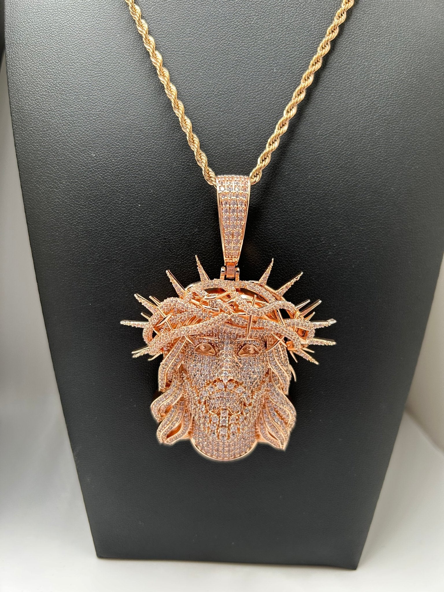 Gold & Rose Gold Rope Chain Necklace & Jesus Thorn Pendant Set - Virtue JewelRose Gold18