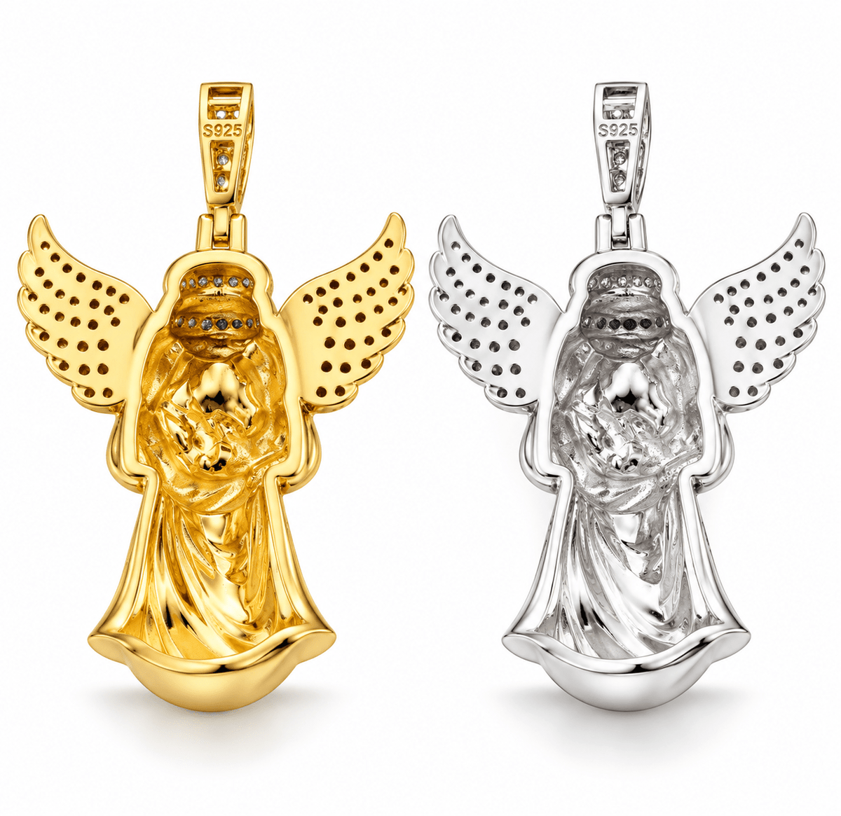 Guardian Angel Virgin Mary Pendant – 925 Sterling Silver VVS Moissanite - Virtue JewelWhite GoldPendant