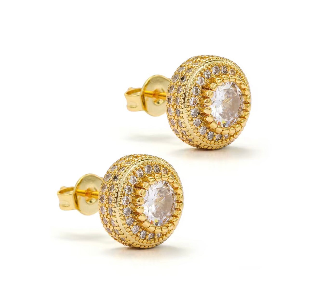 Iced Halo Stud Earrings - Virtue JewelGoldEarrings