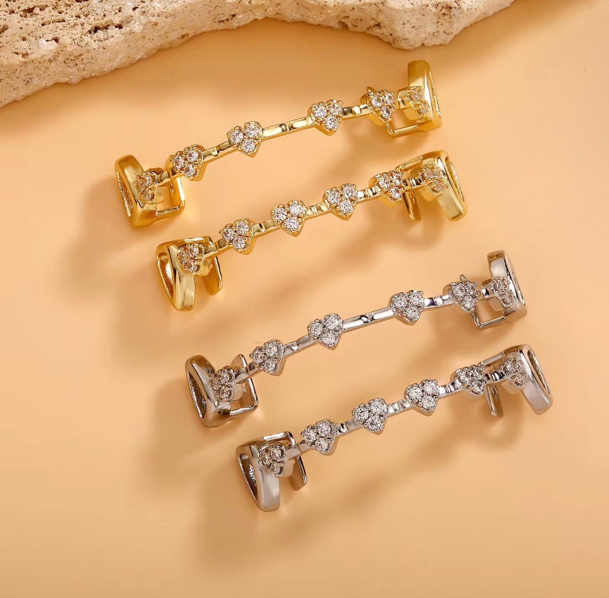 Iced Heart Grillz — Top & Bottom Set - Virtue JewelGoldGrillz