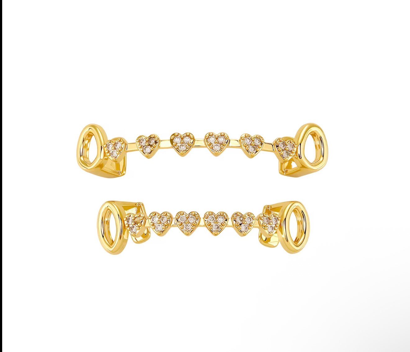 Iced Heart Grillz — Top & Bottom Set - Virtue JewelGoldGrillz