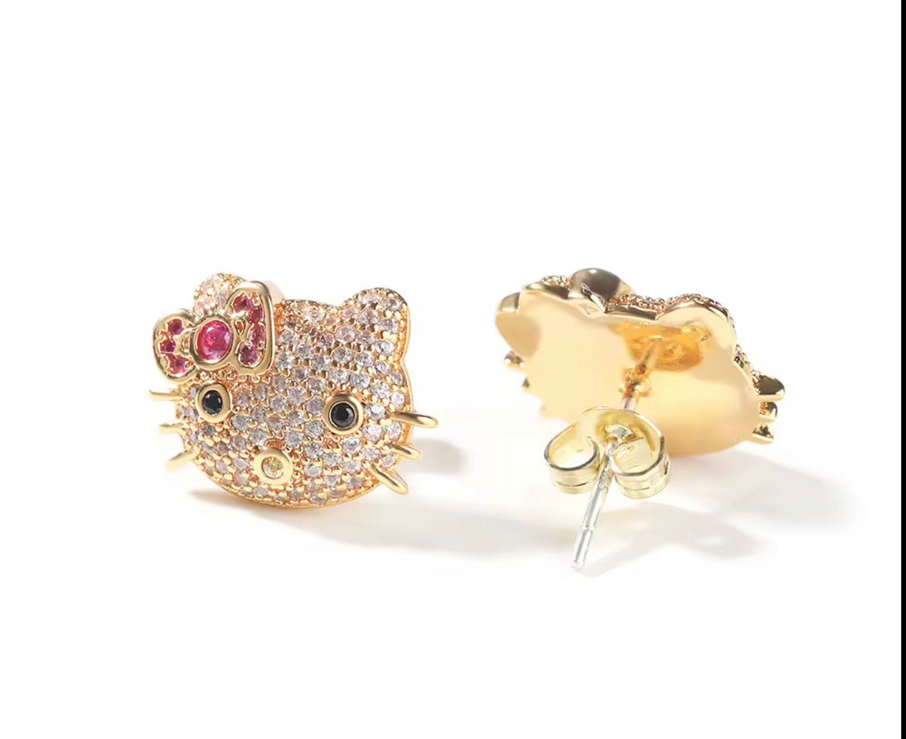 Iced Kitty Stud Earrings - Virtue JewelGoldEarrings