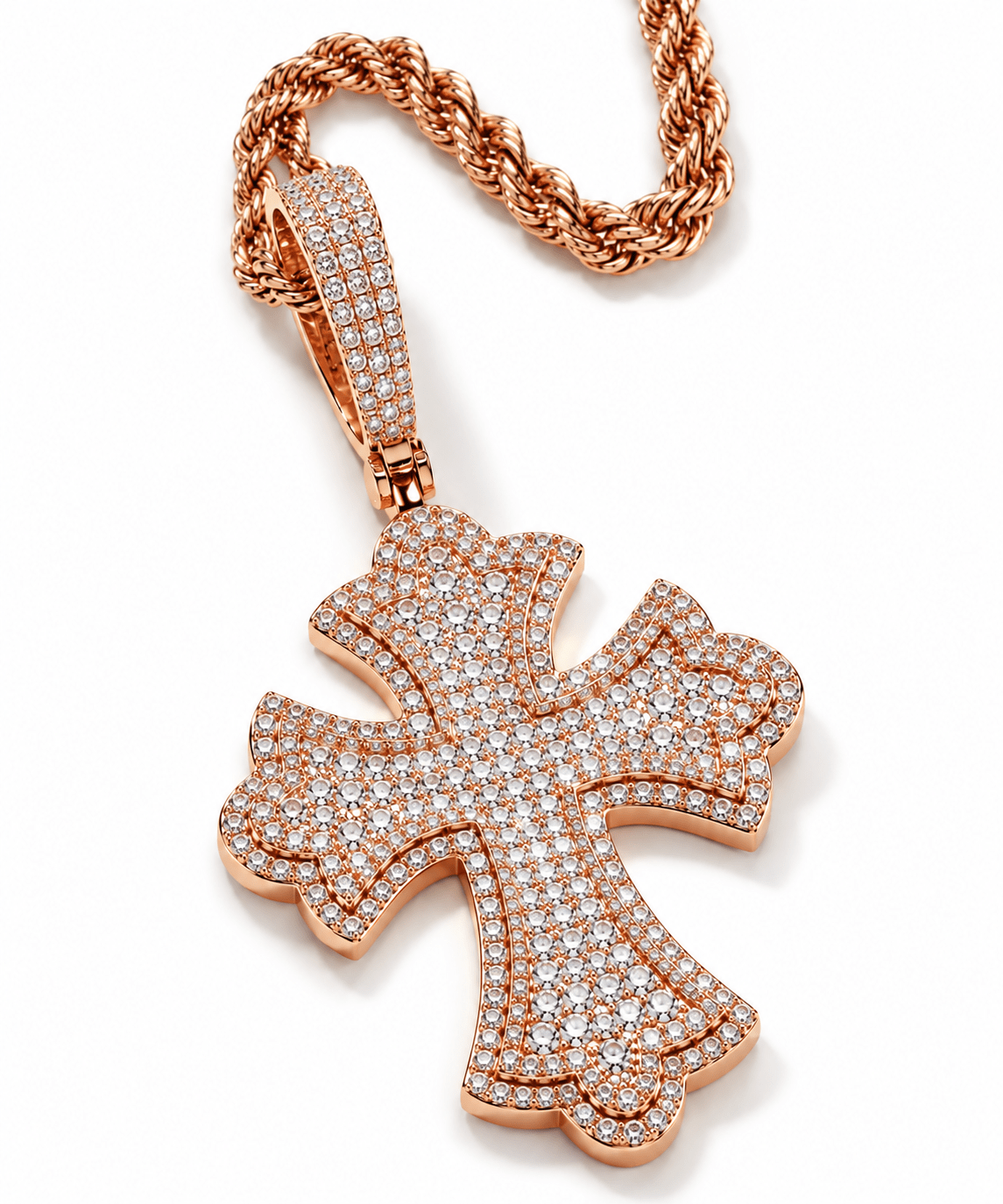 Iced Out 5A CZ Cross Pendant Necklace – Hip Hop Punk Cross - Virtue JewelGoldPendant