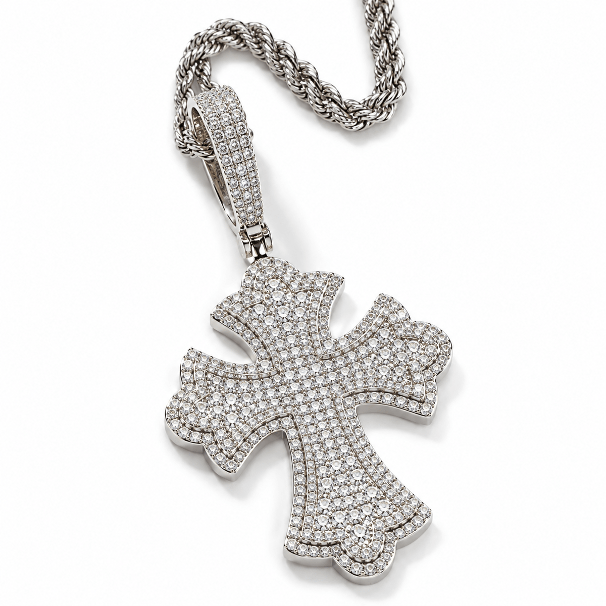 Iced Out 5A CZ Cross Pendant Necklace – Hip Hop Punk Cross - Virtue JewelGoldPendant