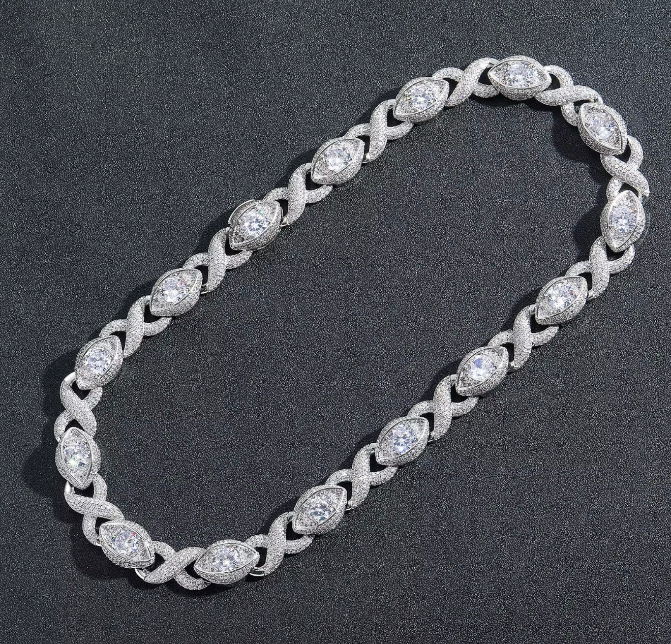 Iced Out Eyes Infinity Link Chain - Virtue JewelGold16"Chains