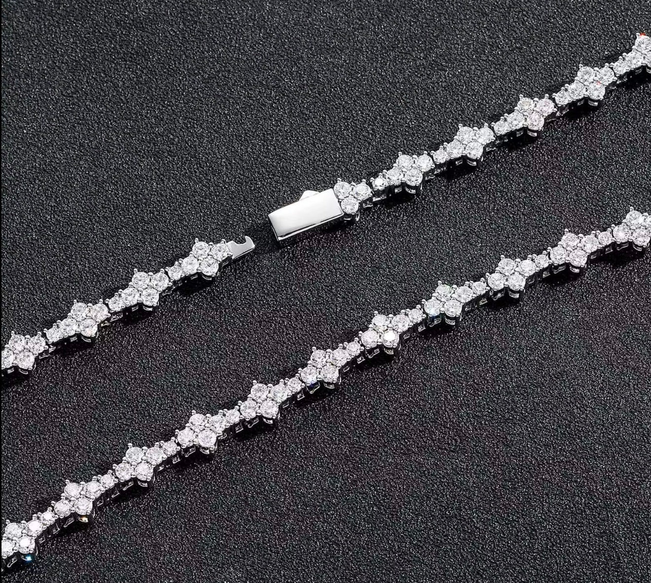 Iced Out Flower Cluster Tennis Bracelet - Virtue JewelGold7 inchesBracelets