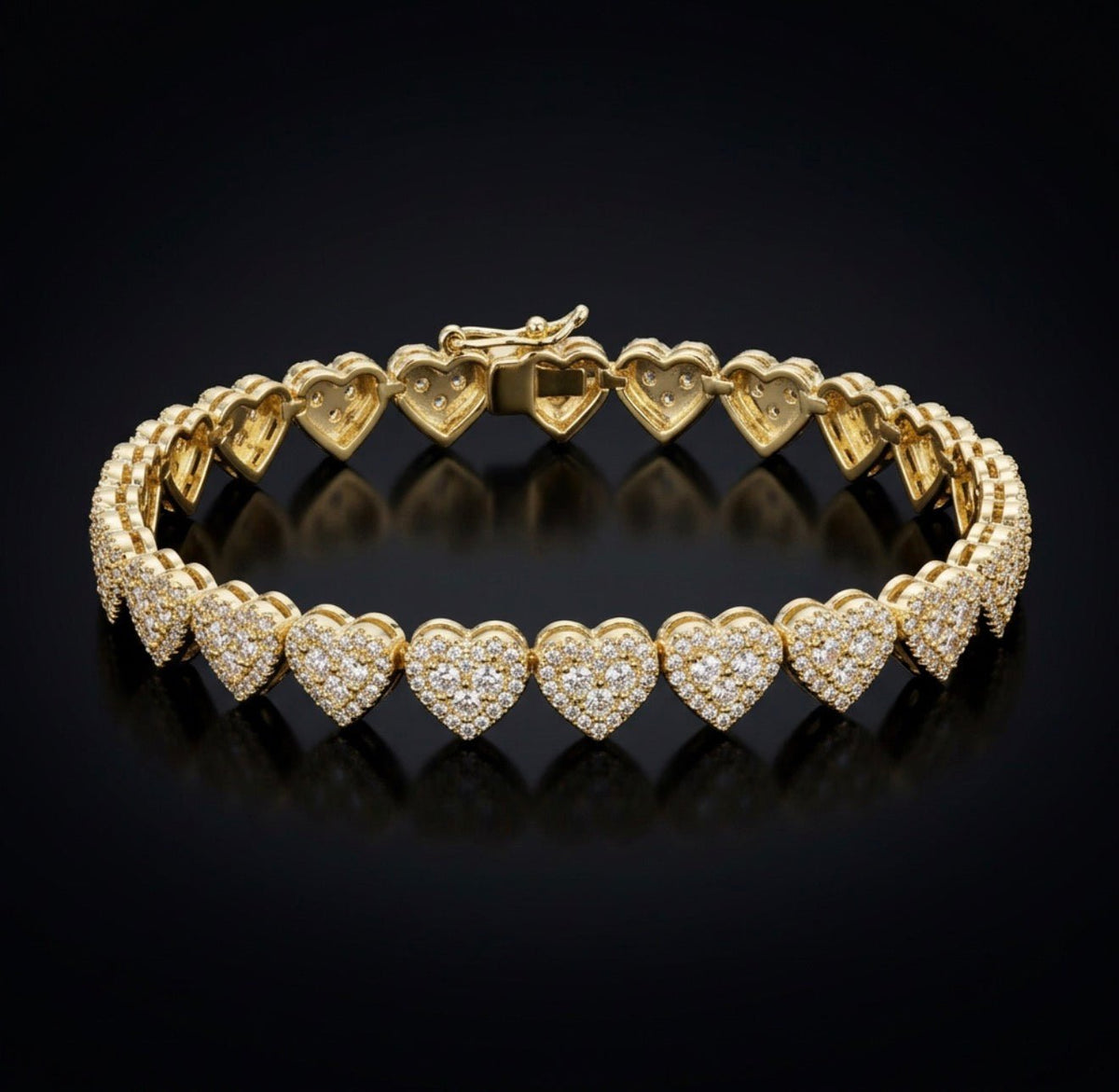 Iced Out Heart Tennis Bracelet – 8MM CZ, Gold & Silver - Virtue JewelSilver