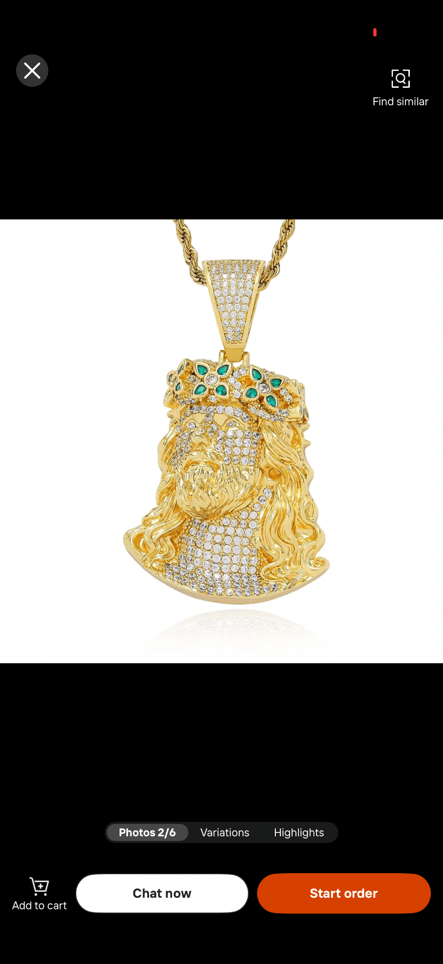 Iced Out Jesus Head Pendant (Rope Chain Included) - Virtue JewelGold20"Pendant