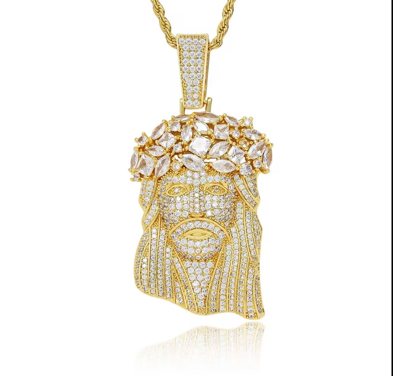 Iced Out Jesus Piece Pendant (Rope Chain Included) - Virtue JewelGold20"Pendants