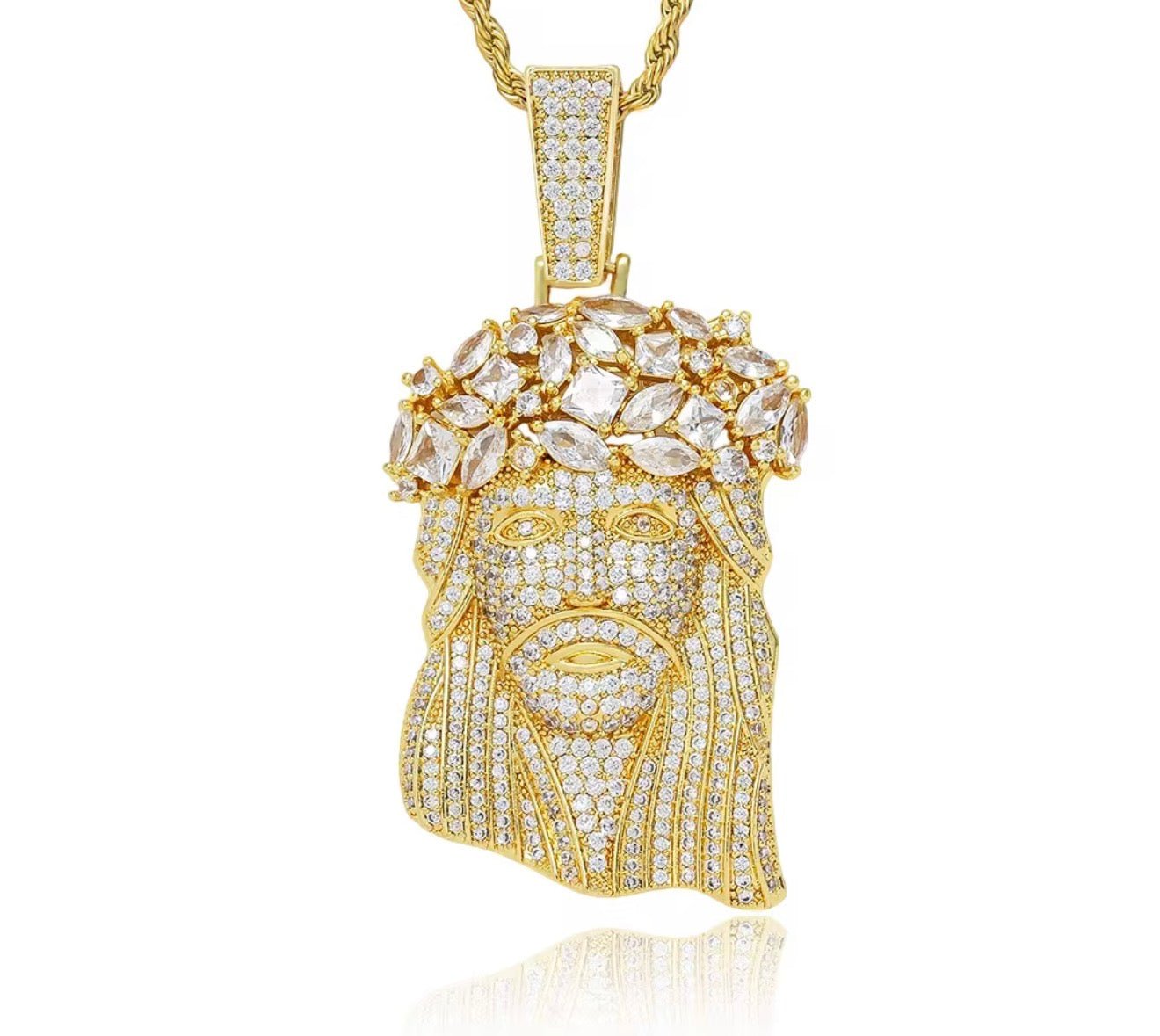 Iced Out Jesus Piece Pendant (Rope Chain Included) - Virtue JewelGold20"Pendants
