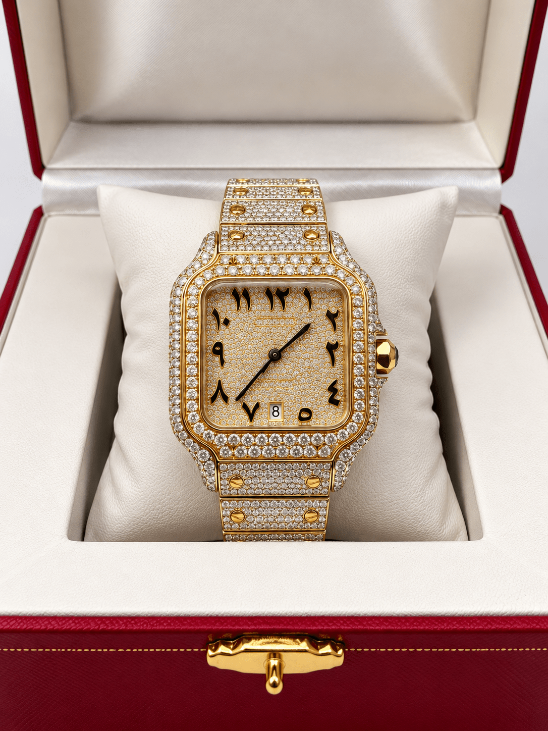 Iced Out Roman Numeral Diamond-Style Watch – Gold, Silver & Rose Gold - Virtue JewelRose Gold