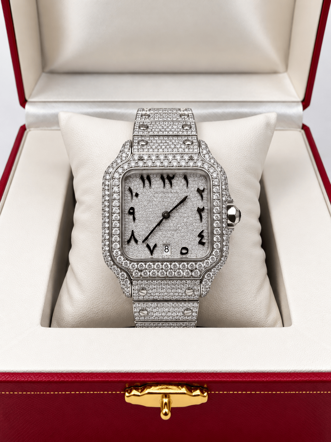 Iced Out Roman Numeral Diamond-Style Watch – Gold, Silver & Rose Gold - Virtue JewelRose Gold
