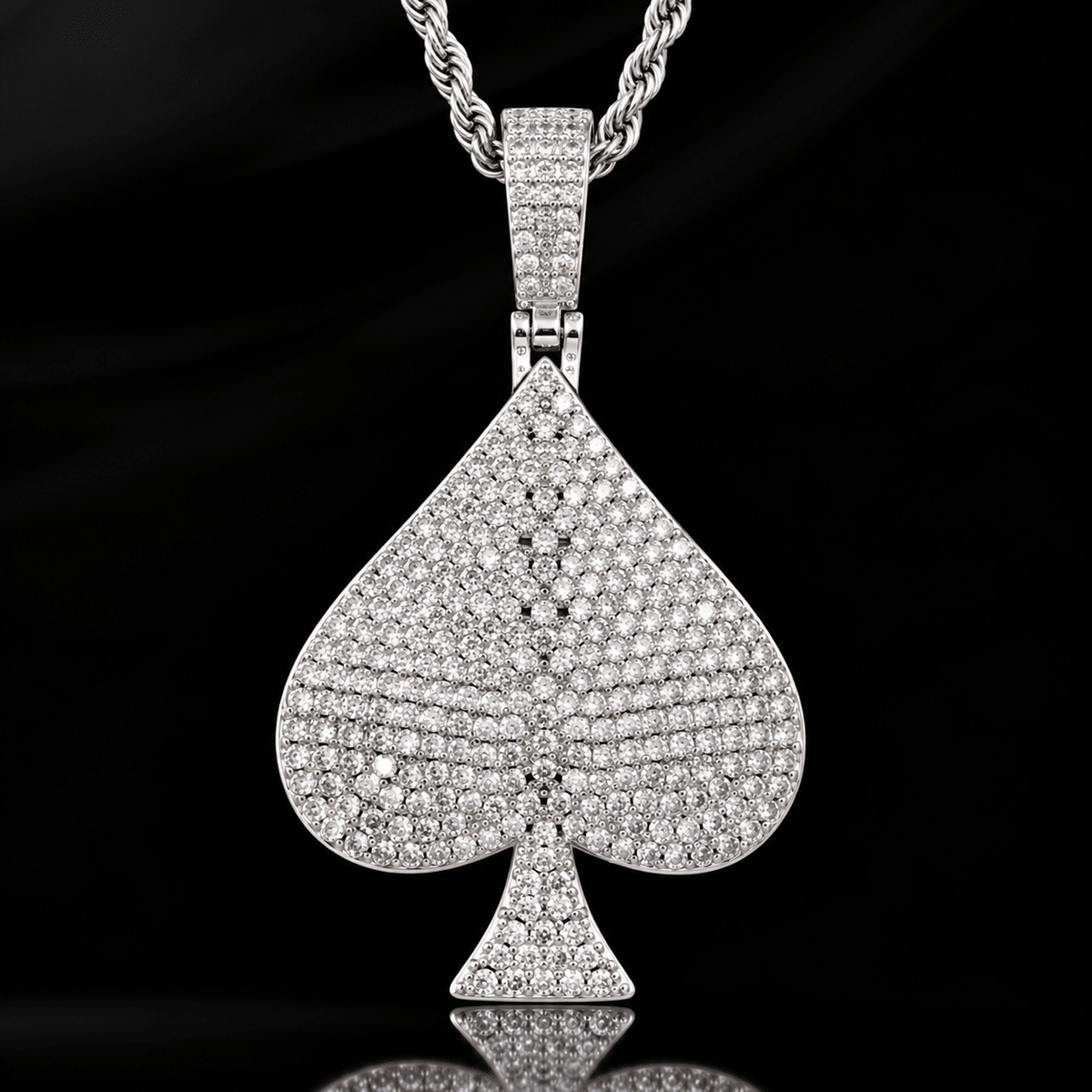 Iced Out Spade Pendant Necklace – AAAAA CZ, Gold, White Gold & Rose Gold - Virtue JewelGold