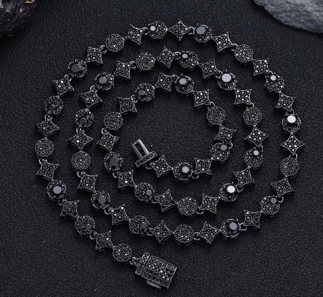 Iced Out Star & Round Link Chain - Virtue JewelBlack18"Chain
