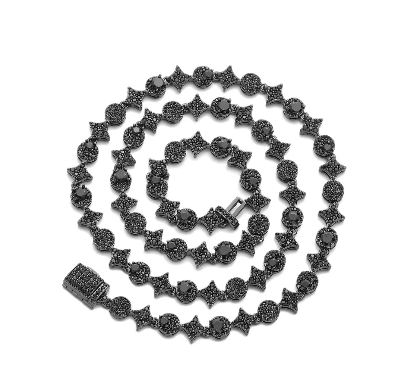 Iced Out Star & Round Link Chain - Virtue JewelBlack18"Chain