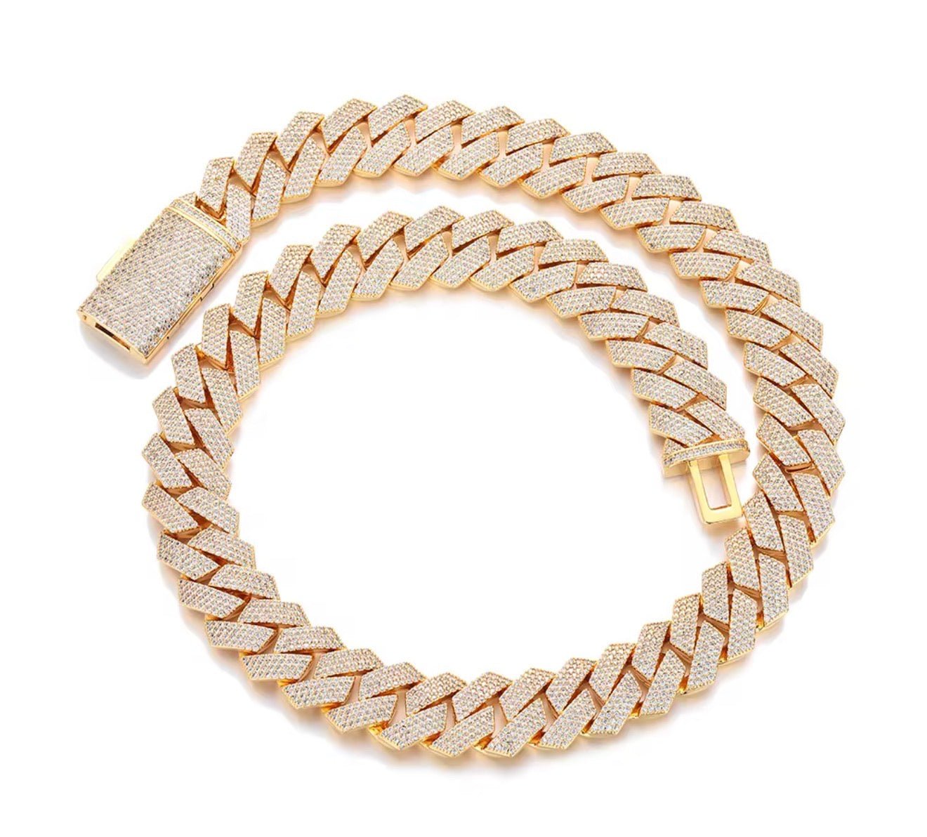 Iced Prong Cuban Link Chain - Virtue JewelGold18"Chain