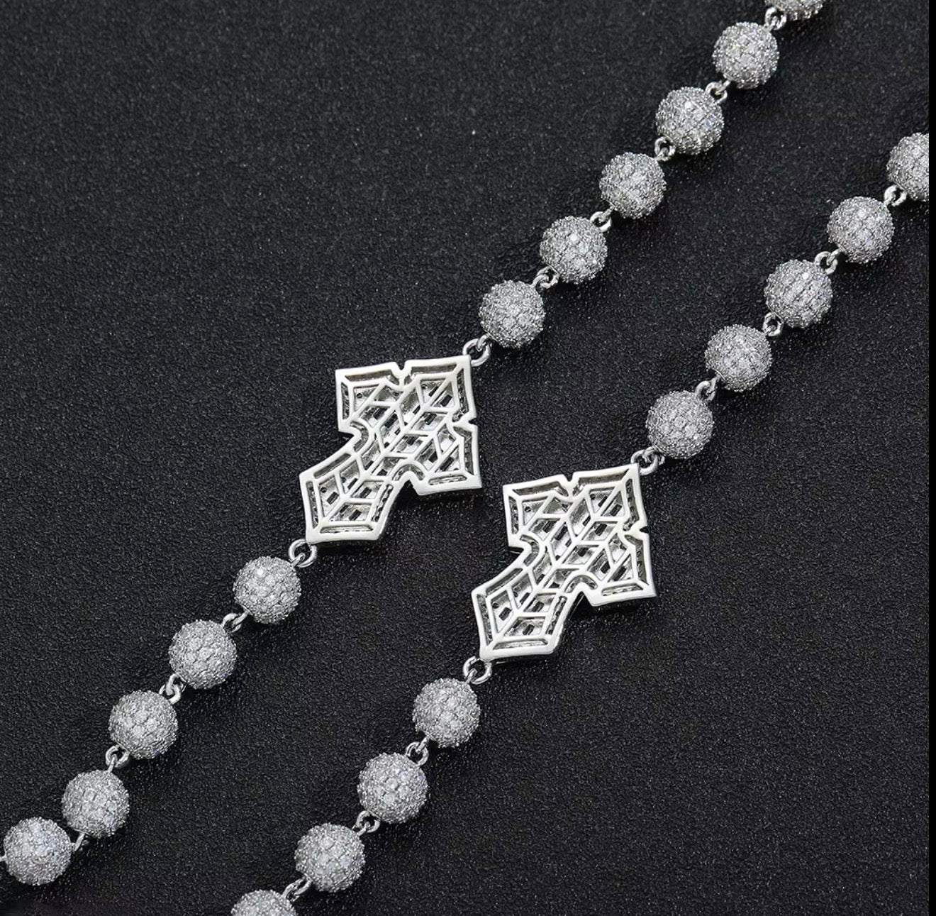 Iced Rosary Cross Necklace - Virtue JewelGoldNecklace