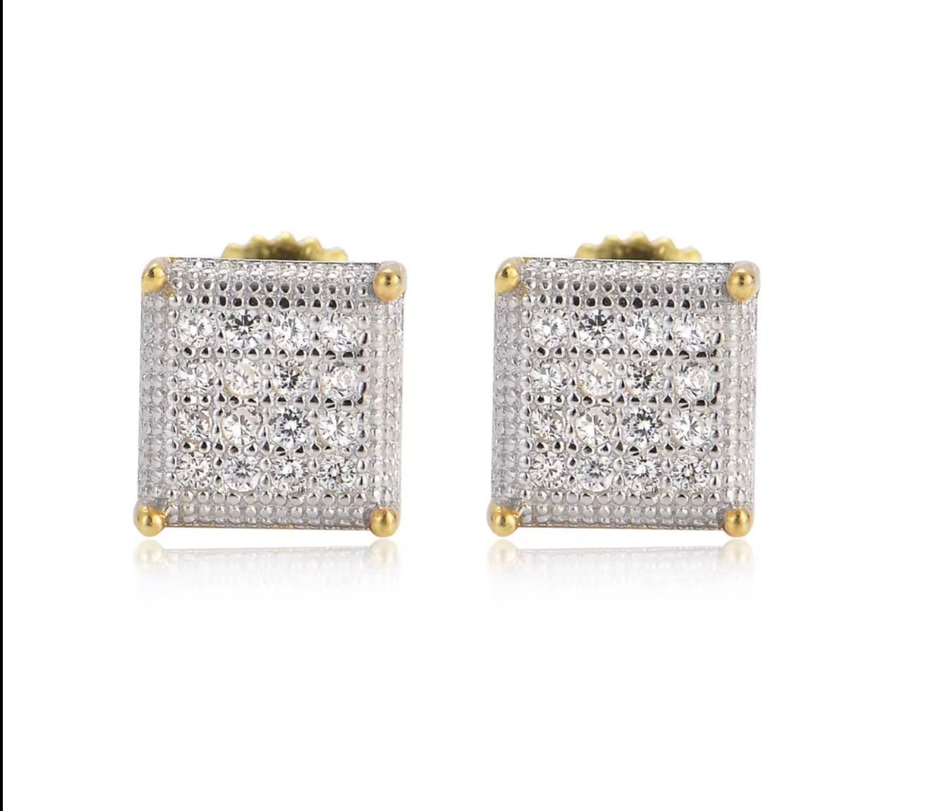 Iced Square Stud Earrings - Virtue JewelGoldEarrings