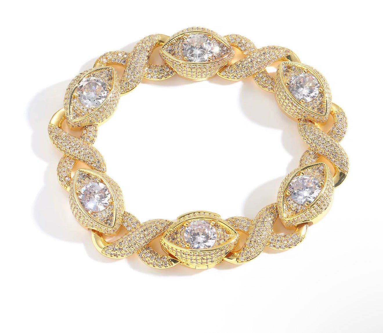 Infinite Eyes Iced Out Cuban Bracelet (15mm) - Virtue JewelGold7 inchesBracelets