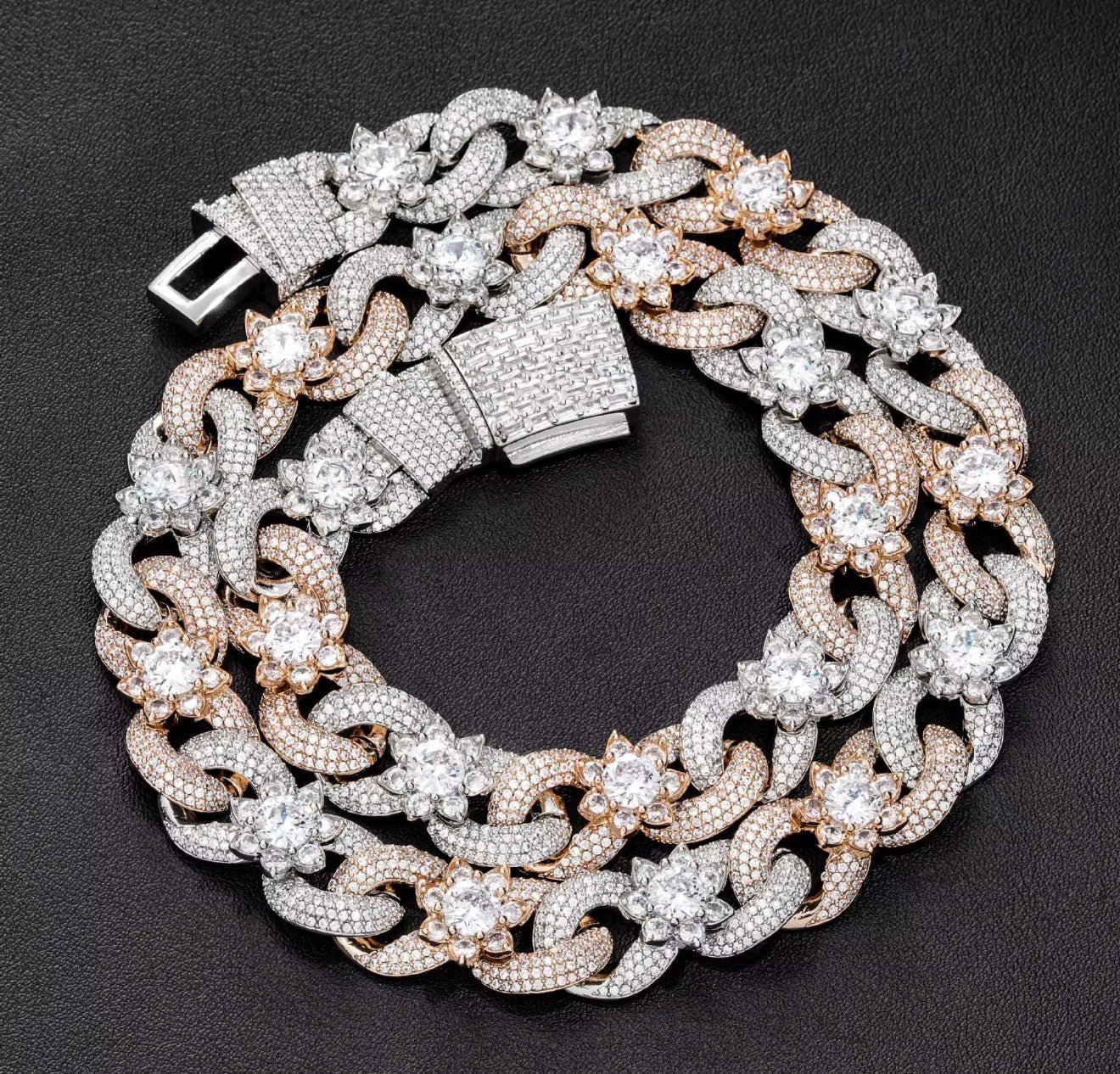 Infinity Floral CZ Cuban Link Chain - Virtue JewelSilver16"Chains