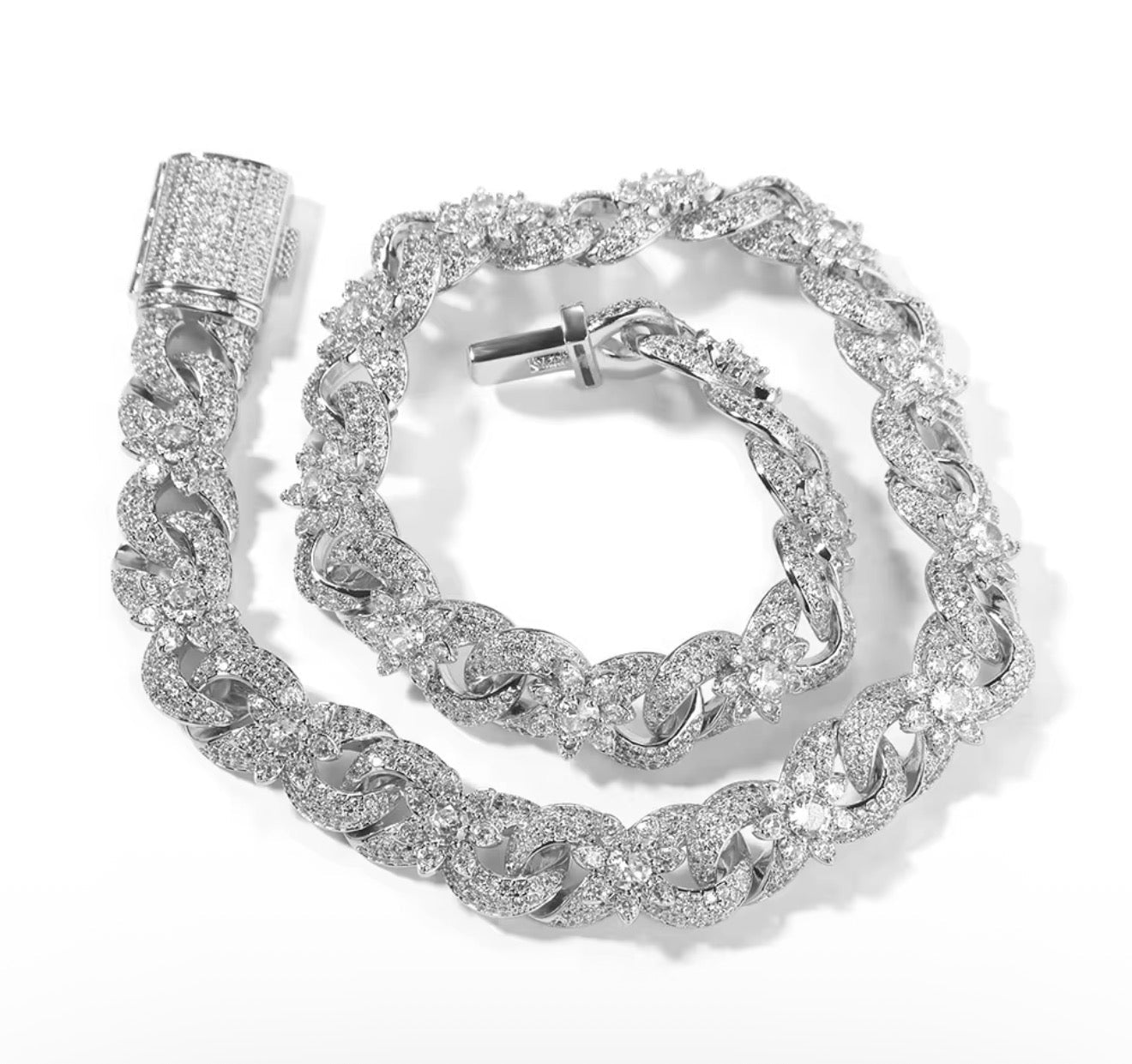 Infinity Floral CZ Cuban Link Chain - Virtue JewelSilver16"Chains