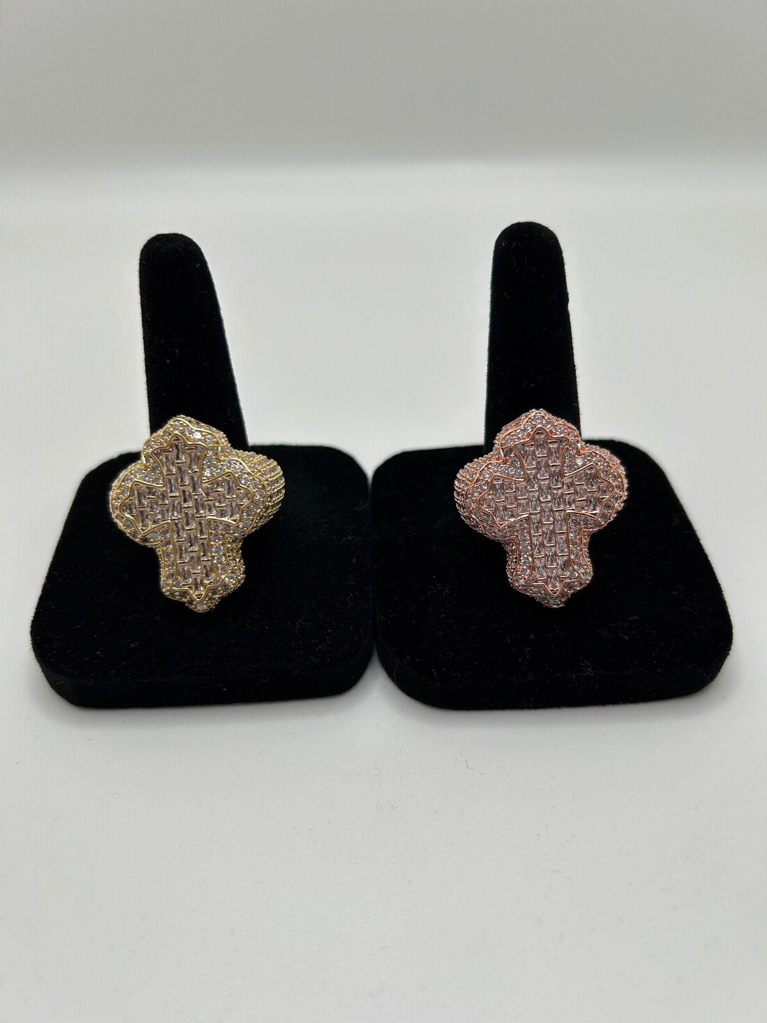 Jesus Cross Fully Iced Out Baguette Rings - Virtue Jewel10Gold