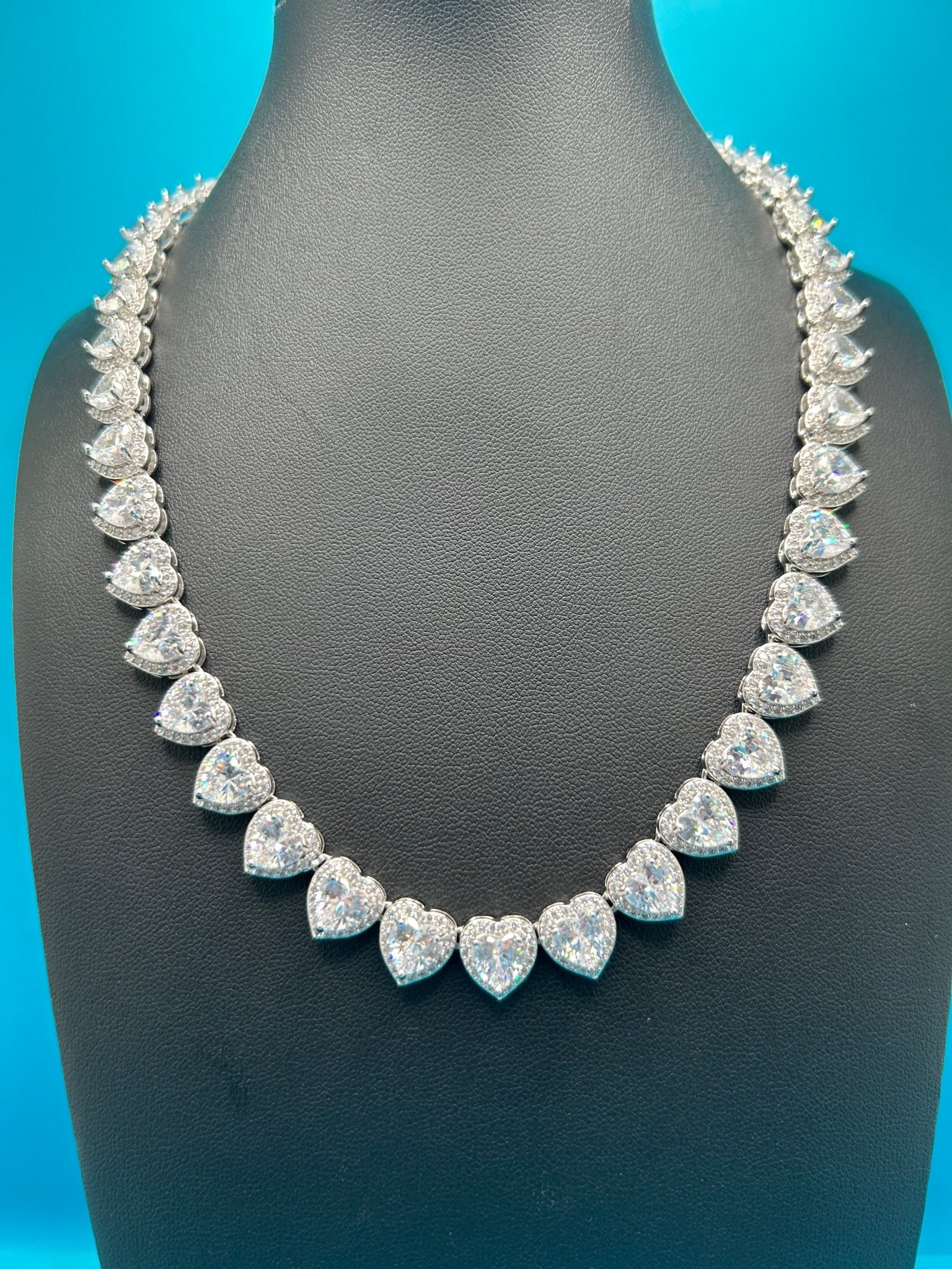 Luxury Full Iced Heart Link Necklace - Virtue JewelSilver16inchChain Necklace