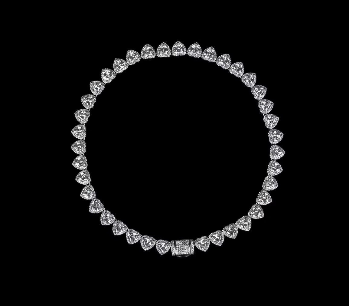 Luxury Full Iced Heart Link Necklace - Virtue JewelSilver16inchChain Necklace