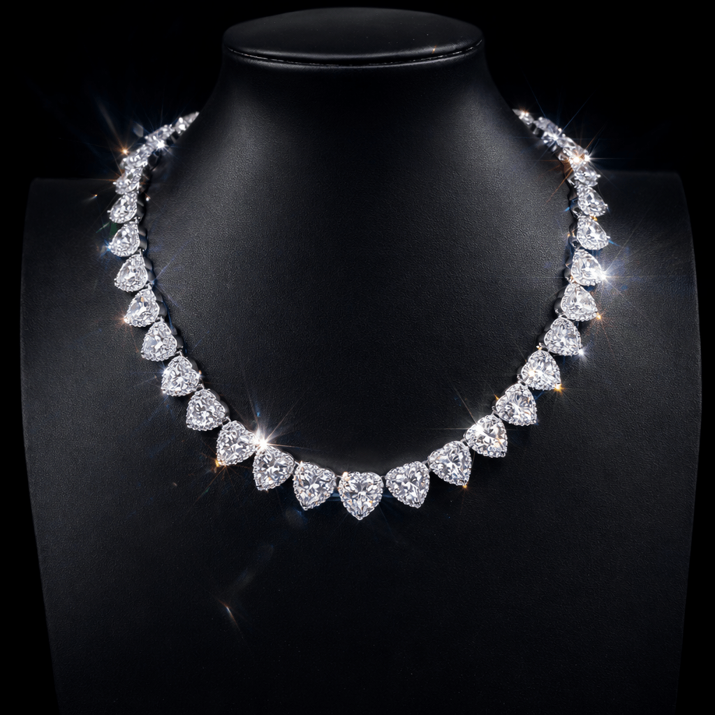Luxury Full Iced Heart Link Necklace - Virtue JewelSilver16inchChain Necklace