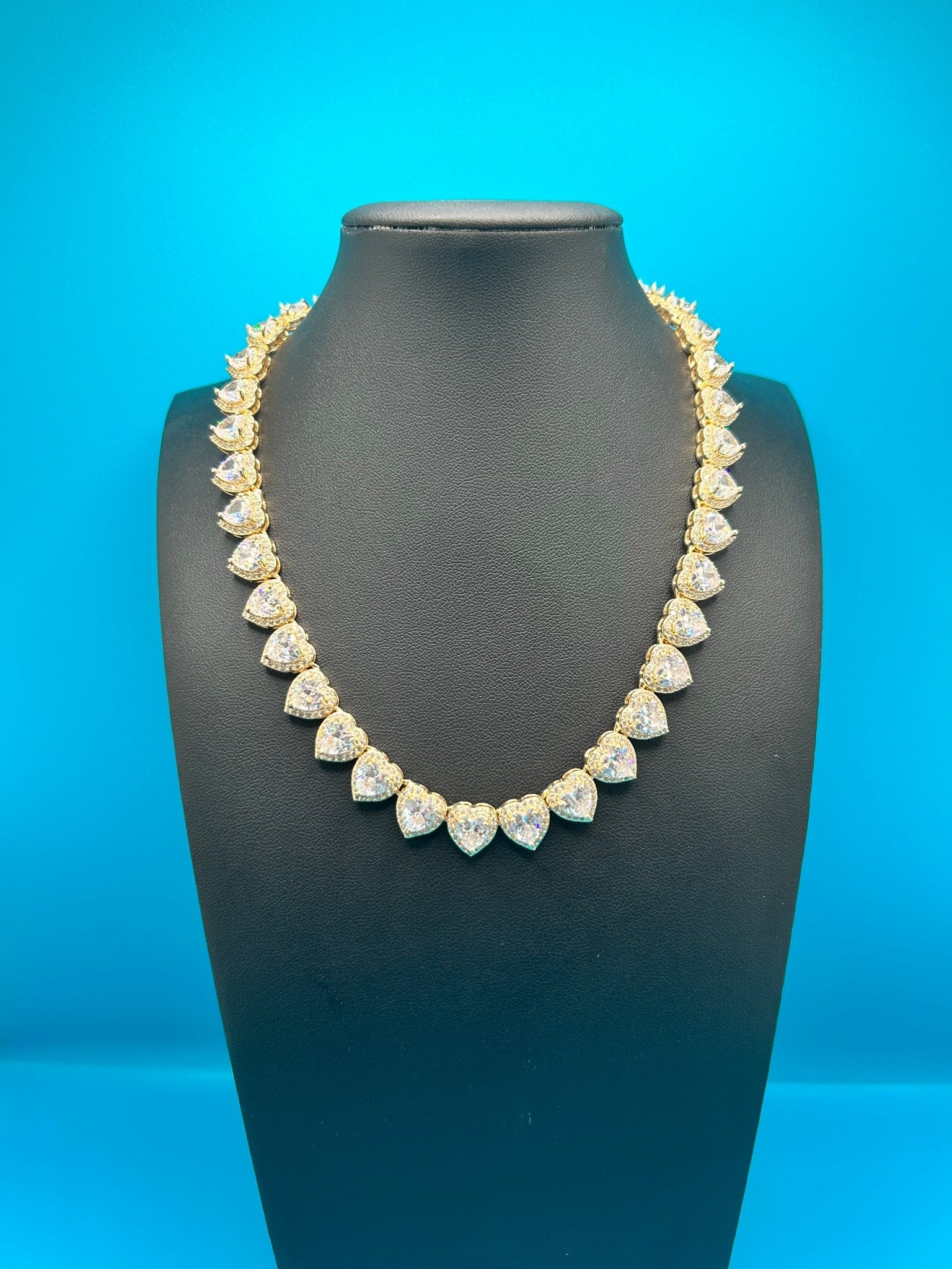 Luxury Full Iced Heart Link Necklace - Virtue JewelSilver16inchChain Necklace