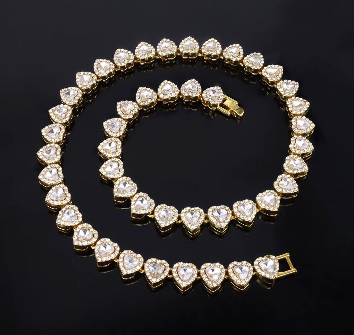 Luxury Full Iced Heart Link Necklace - Virtue JewelSilver16inchChain Necklace