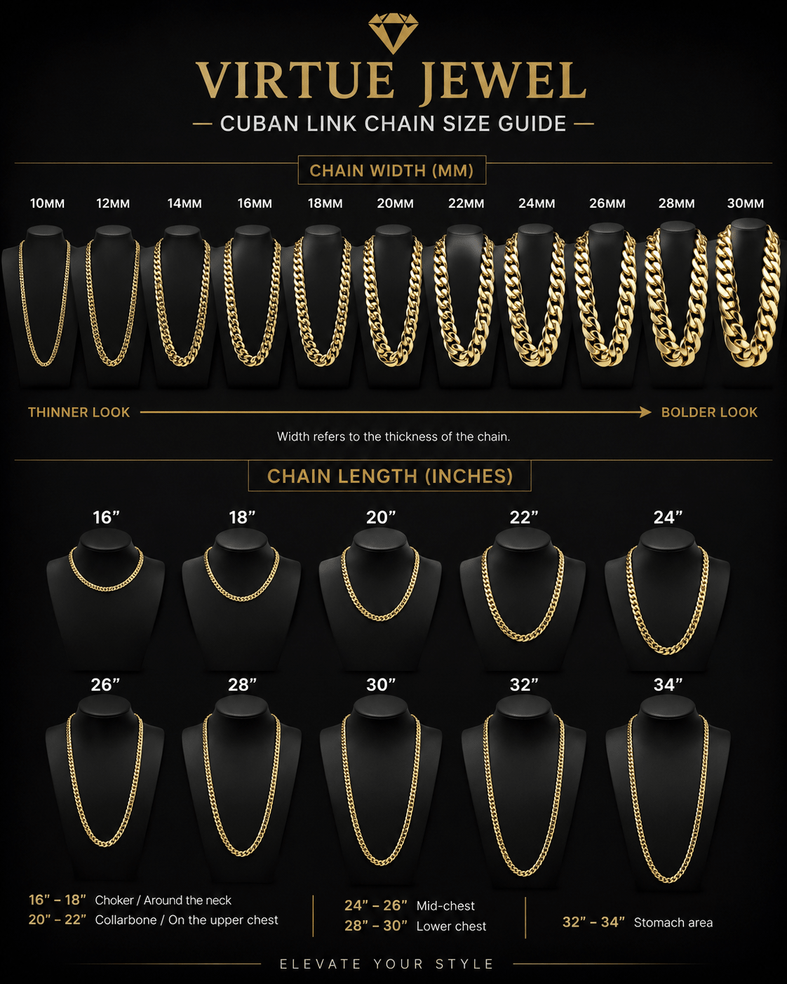 Miami Cuban Link Gold Plated Chain - Virtue Jewel18 inches10mmDiamond Pavé