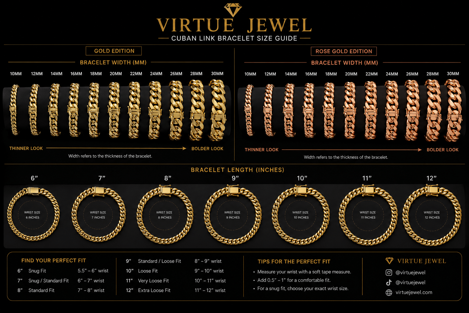 Miami Cuban Link Gold/Rose Gold Plated Bracelet - Virtue Jewel22mm6inchDiamond Pavé Gold