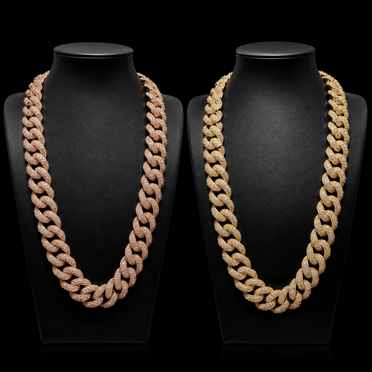 Miami Cuban Link Prong Stimulated Diamonds Iced Out Chain | Rose & Gold - Virtue JewelRose gold18inchChain