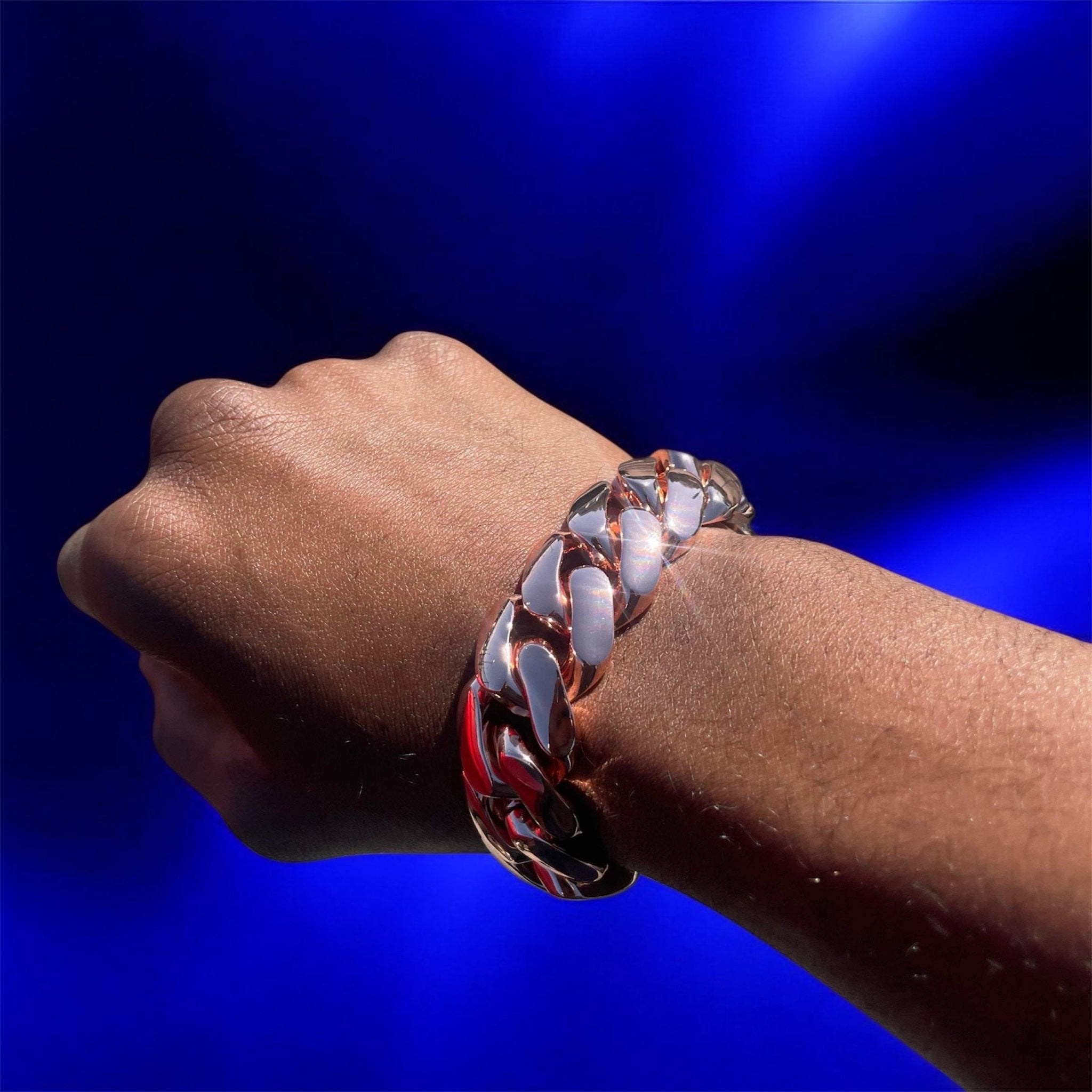 Miami Cuban Link Rose Gold Plated Bracelet - Jewels7inch22mmDiamond