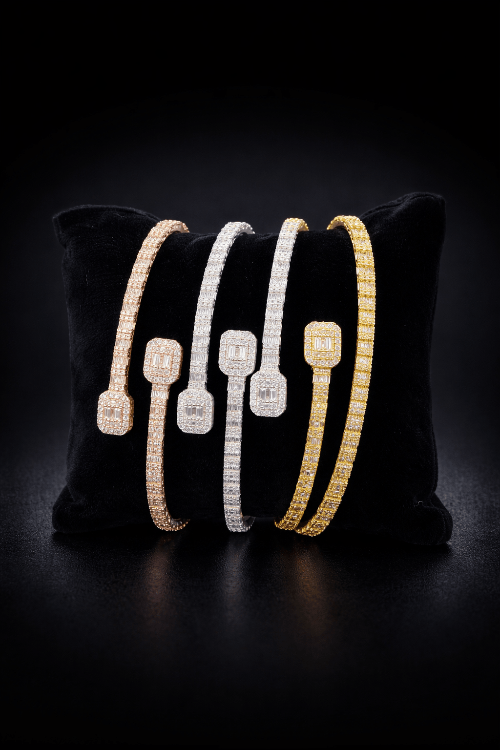 Moissanite Diamonds Elegant Baguette Bangle Bracelet - Virtue JewelSilver7