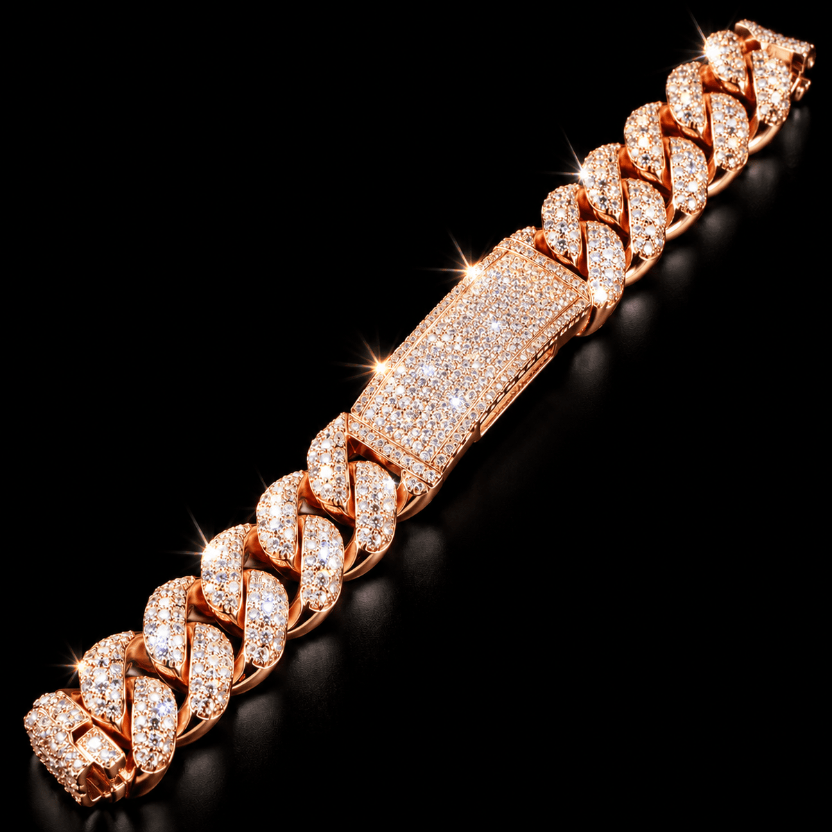 Royal Ice Fully Iced-Out Cuban Link Bracelet – Silver & Rose Gold-Tone - Virtue JewelRose gold7