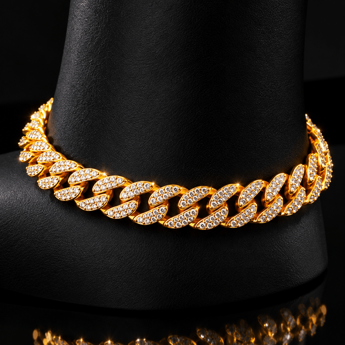 Royal Ice Iced-Out Cuban Link Anklet – Gold & Silver - Virtue JewelGold